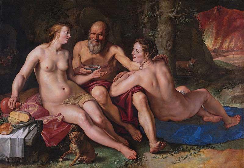 Hendrick Goltzius Lot and his daughters.